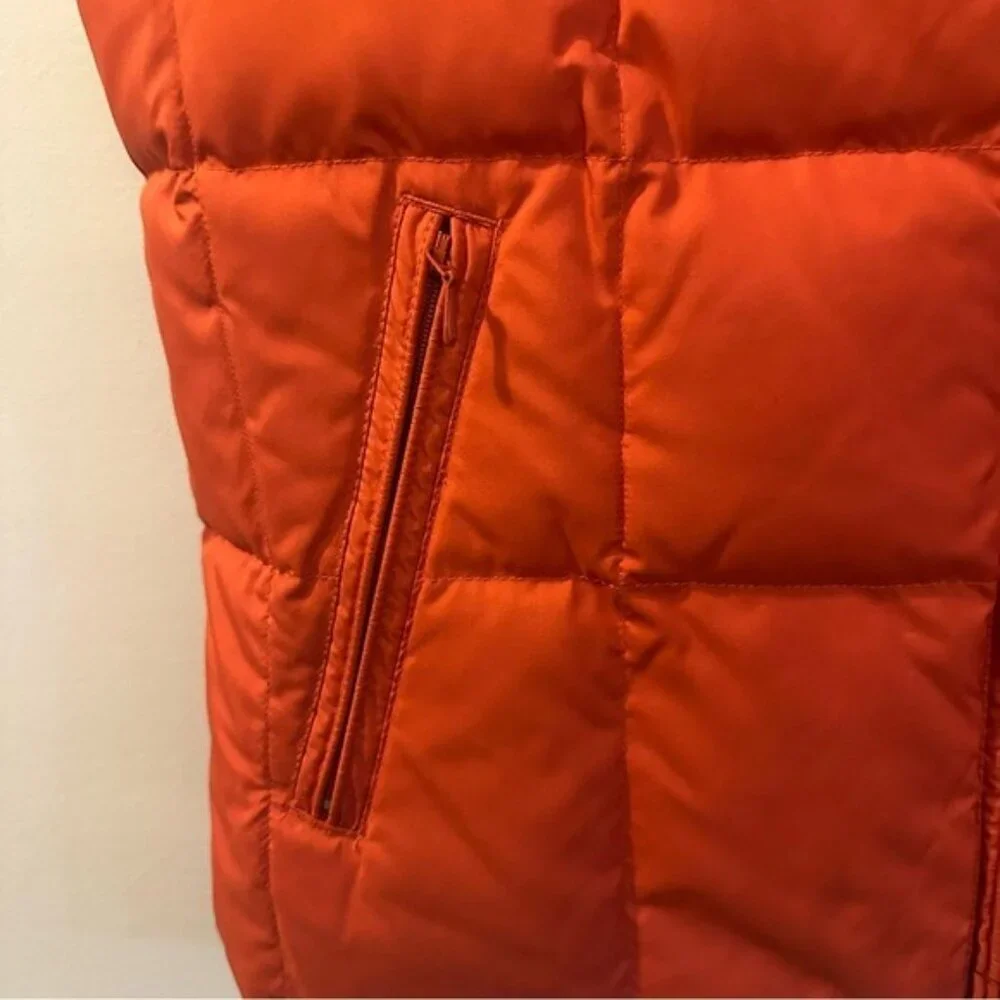 Ralph Lauren Reversible Puffer Vest Jacket Orange Brown Check Medium Cabincore